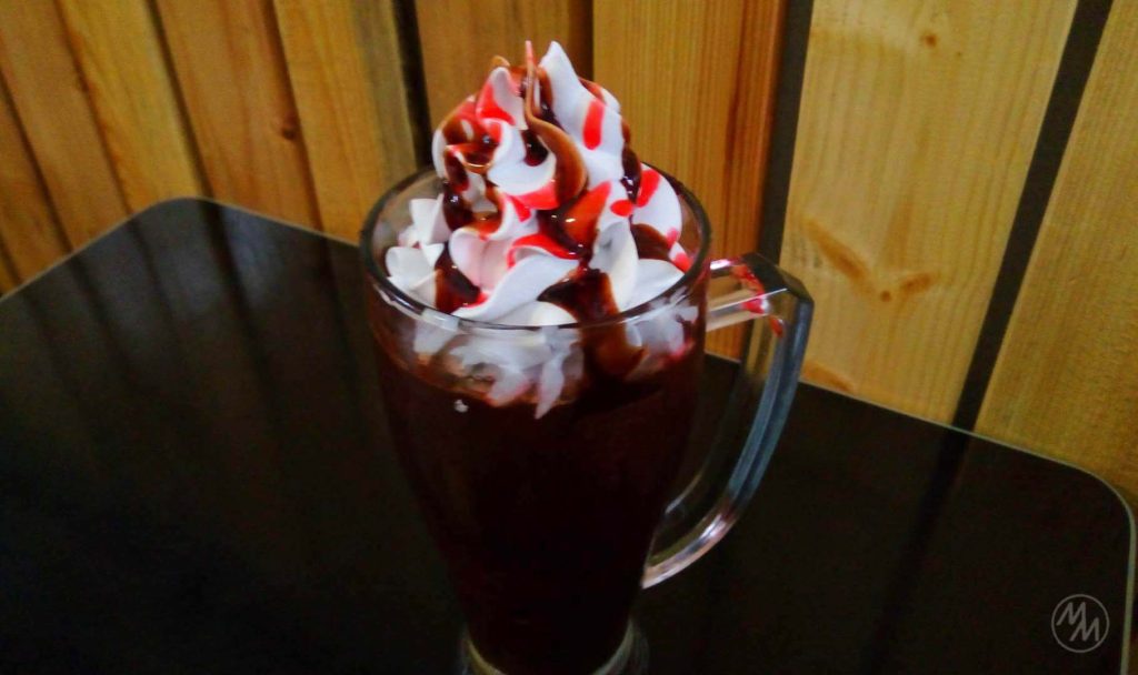 Here's our Black Forest Frappe. Average frappe with a zing of cherry syrup. 