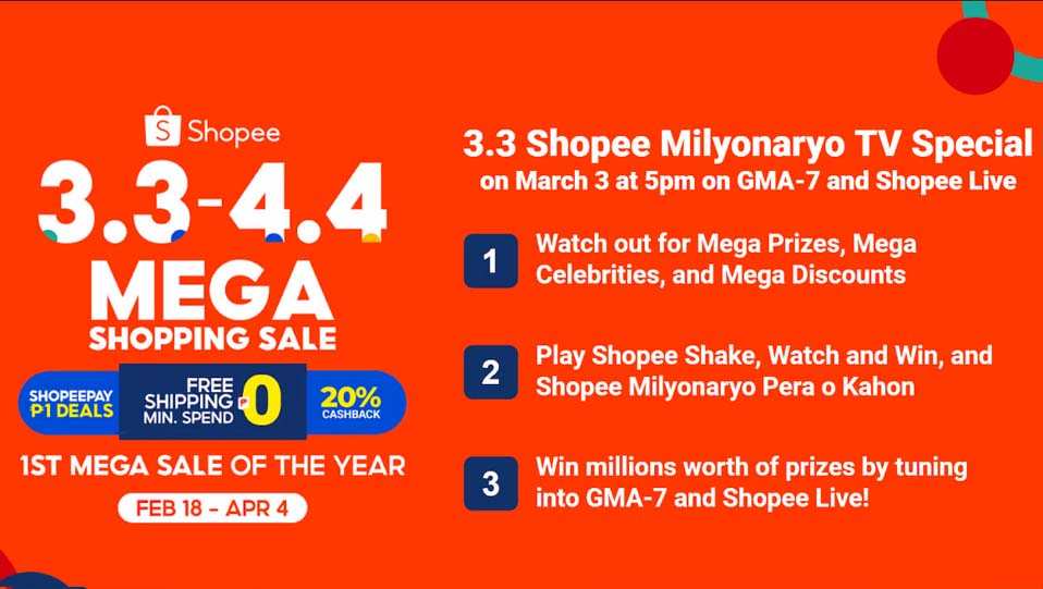 Shopee Kicks Off 3.3 - 4.4 Mega Shopping Sale With Its Newest