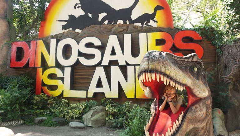 Dinosaurs Island adventure: Feeding a T-Rex, walking back through time ...